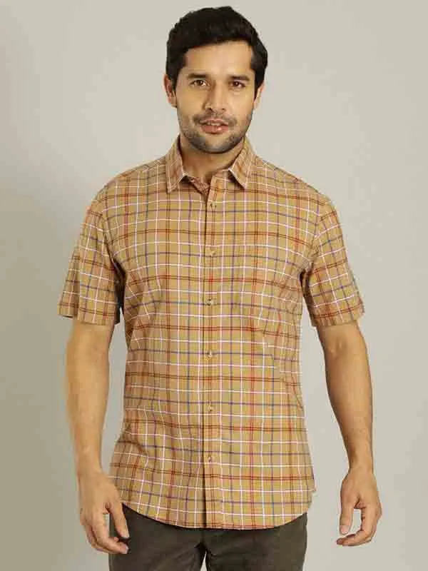 Men Checked Half Sleeve Cotton Shirt