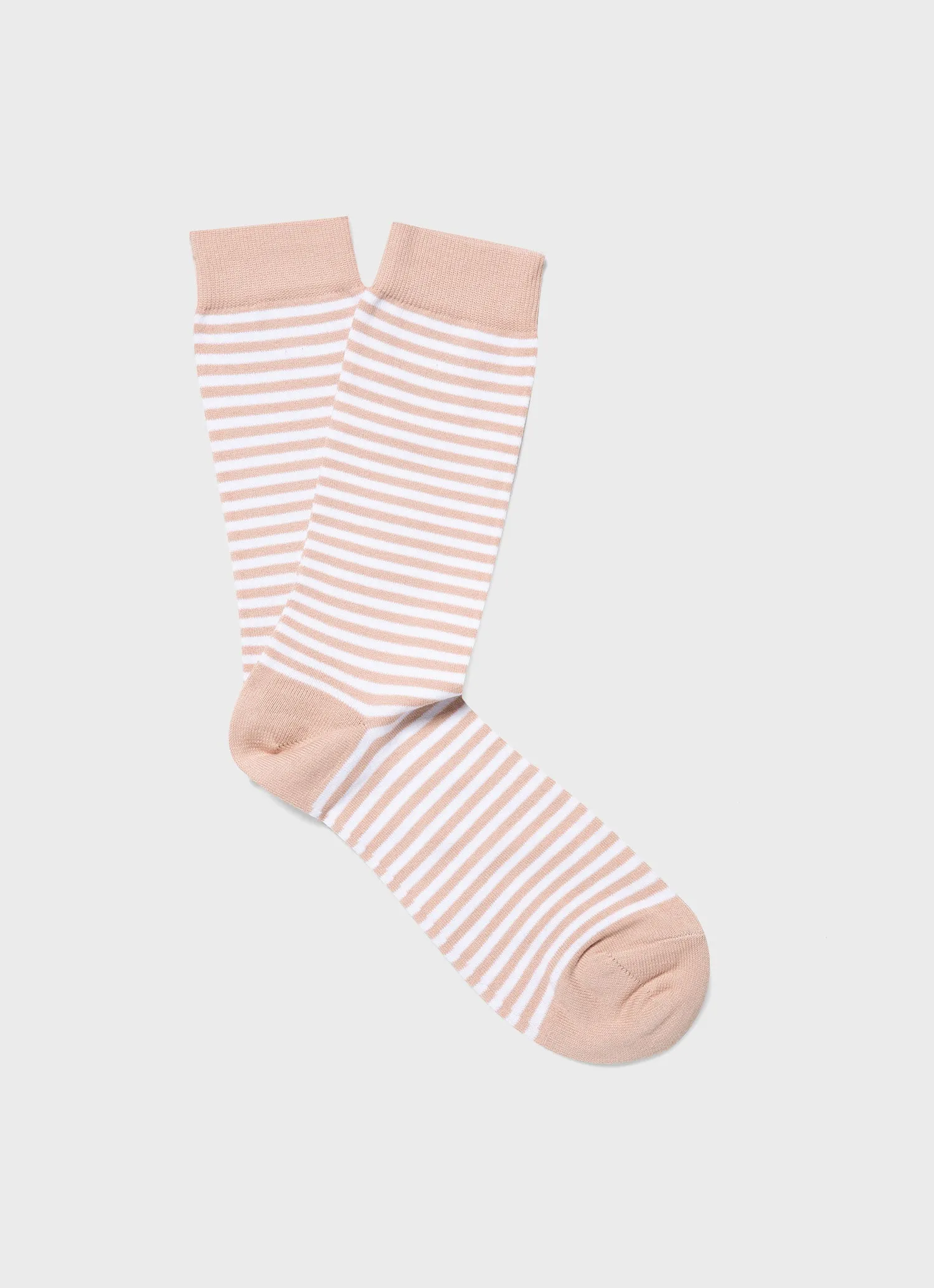 Men's Cotton Socks in Shell Pink/White English Stripe