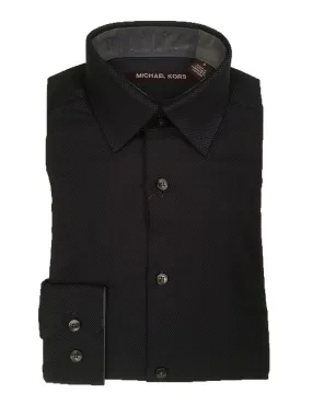 Michael Kors Boys Cotton Charcoal/Black Birdseye Dress Shirt Z0337