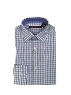 Michael Kors Boys Cotton Teal/Blue Check Dress Shirt Z0344