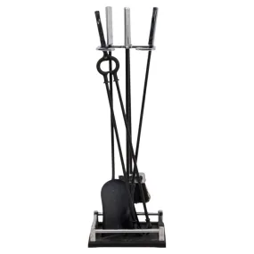 Modern Polished Steel Fireplace Tool Set