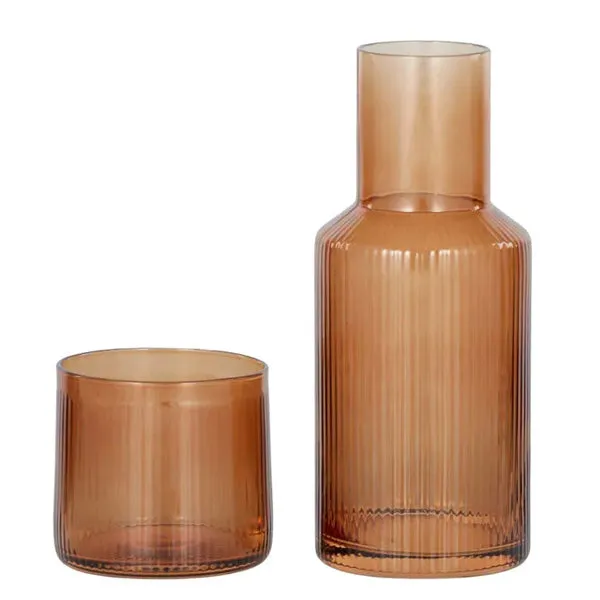 Mya Rib Carafe Set - Amber