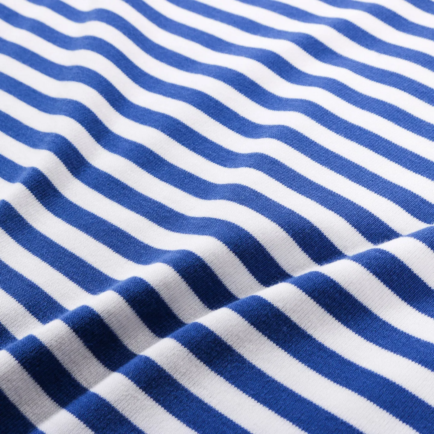 NANAMICA COOLMAX STRIPE JERSEY TEE ROYAL BLUE