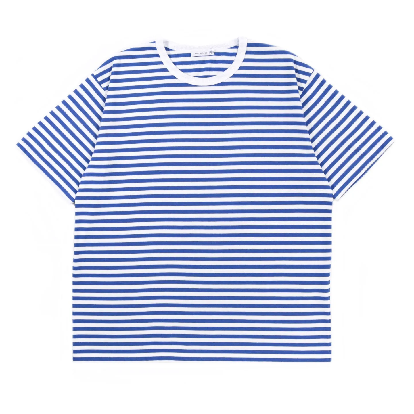 NANAMICA COOLMAX STRIPE JERSEY TEE ROYAL BLUE