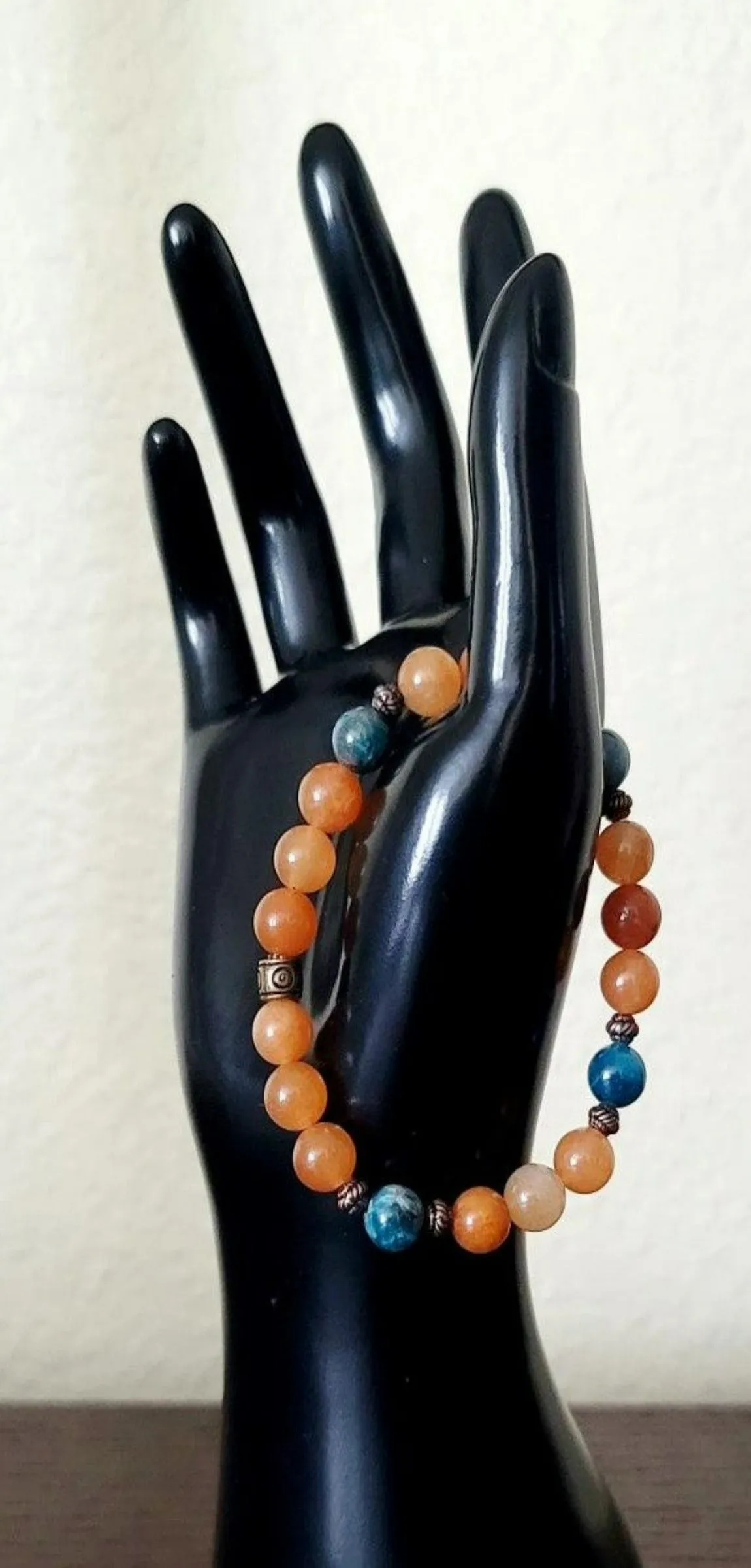 Orange Aventurine & Blue Apatite Bracelet