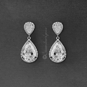 Pear Drop CZ Earrings for the Bride Clip-On Style