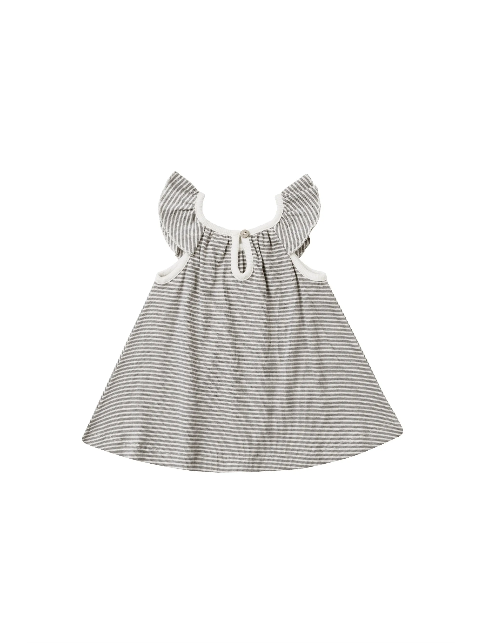 Quincy Mae Ruffle Swing Dress - Lagoon Micro Stripe