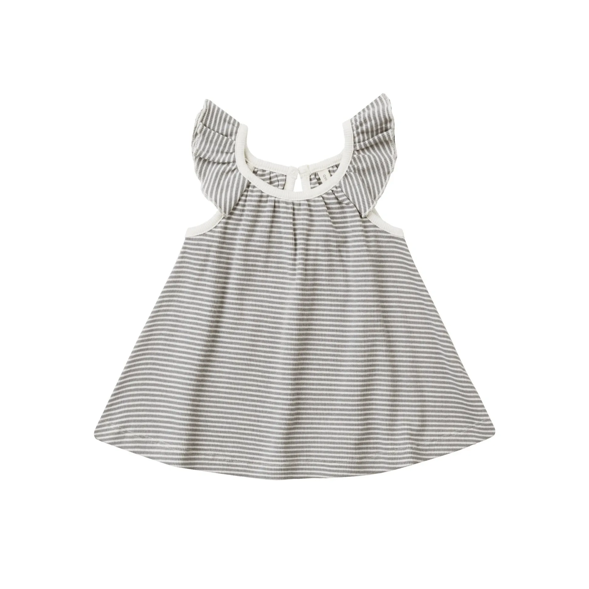 Quincy Mae Ruffle Swing Dress - Lagoon Micro Stripe