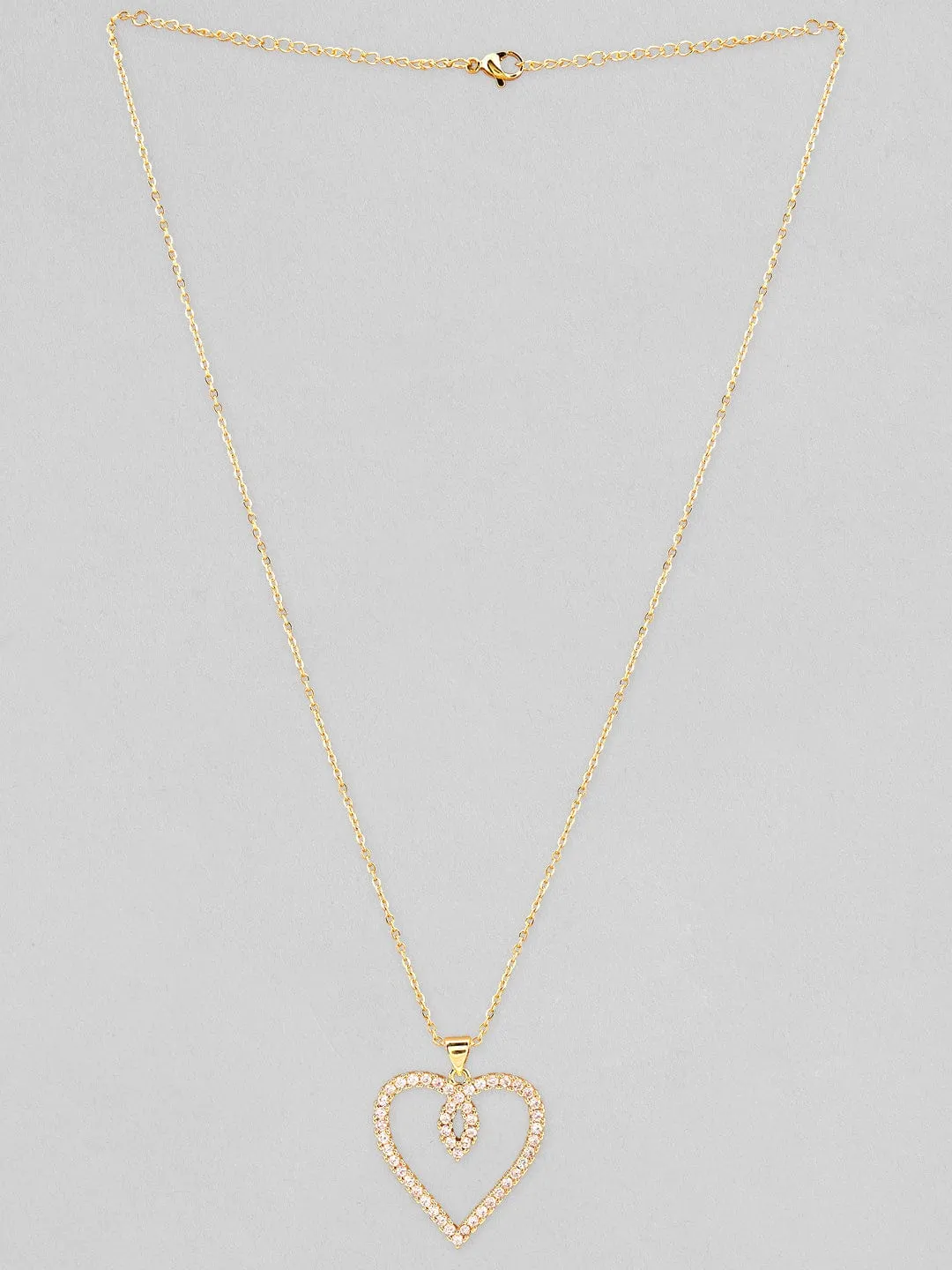 Rubans 22K Gold Plated Chain Necklace With Heart Pendant