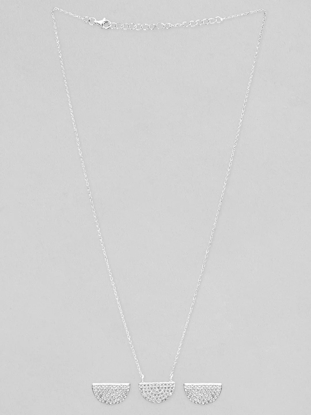 Rubans 925 Silver The Studded Half Circle Pendant Necklace.