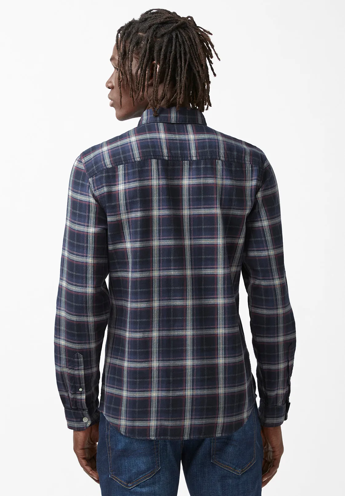 Sago Men’s Long-Sleeve Shirt in Midnight Blue Plaid - BM24029