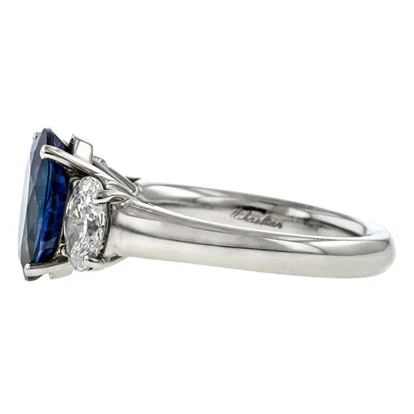 Sapphire & Diamond Ring, Oval 4.14ct.