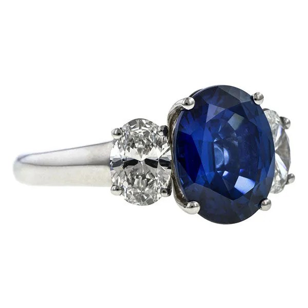 Sapphire & Diamond Ring, Oval 4.14ct.