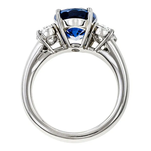 Sapphire & Diamond Ring, Oval 4.14ct.