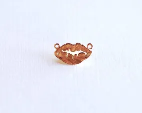 Shiny Vermeil Gold Lips Connector Charm- 18k gold over sterling silver Lip Charm Spacer, xoxo lip mark charm, Kiss Mark charm Connector