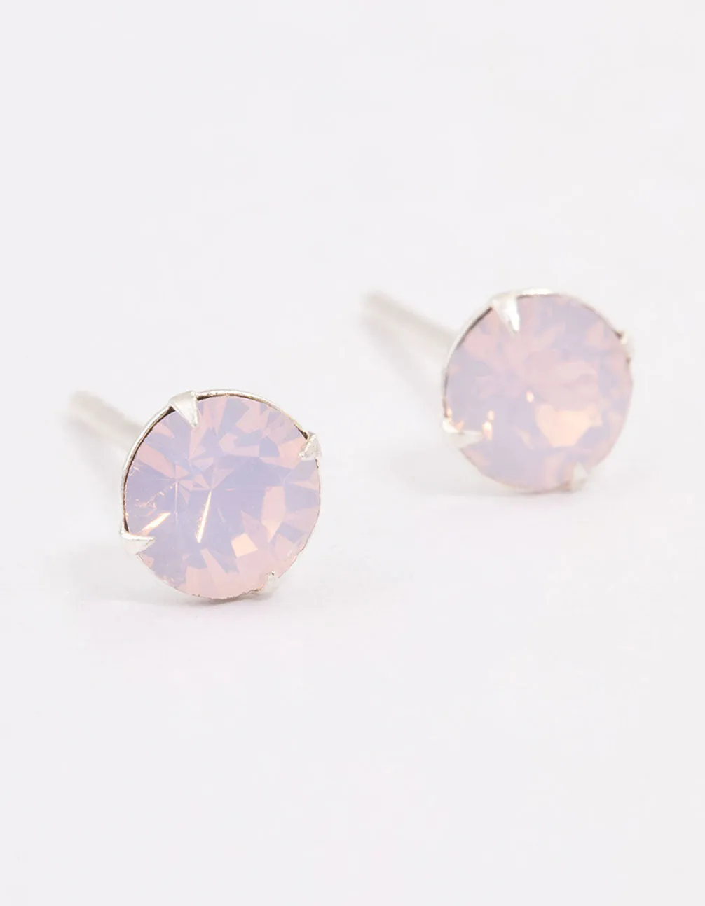 Sterling Silver Pink Oval Stud Earrings