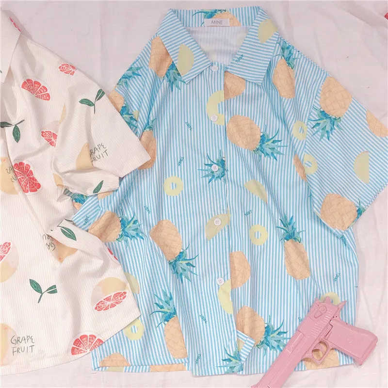 SWEET PEACH PRINT SHORT-SLEEVE SHIRT BY22406