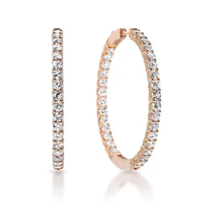 Sydnee 9 Carat Round Brilliant Diamond Hoop Earrings in 14k Rose Gold