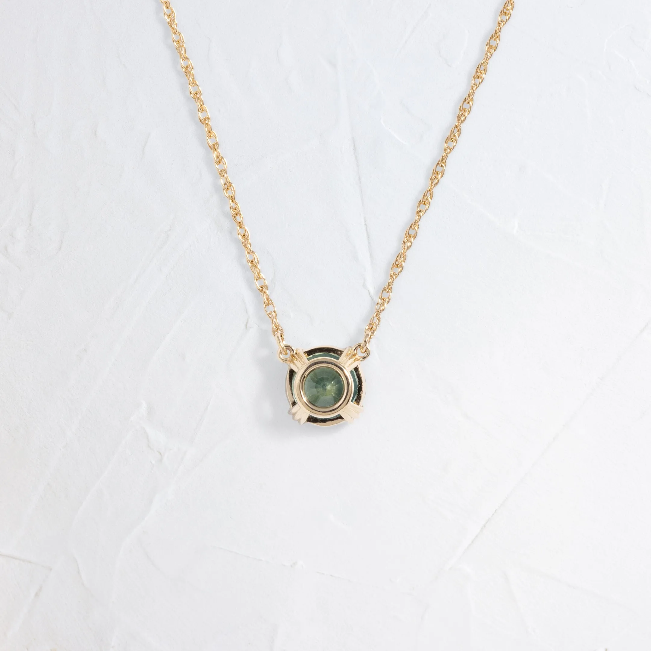 Threaded Necklace, 1.19ct. Blue-Green Sapphire - OOS