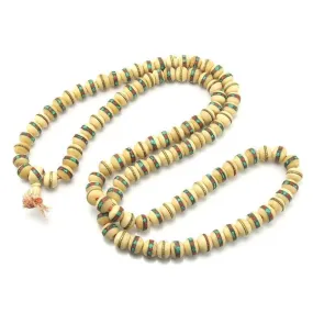 Tibetan Inlaid Cow Bone Mala 14mm