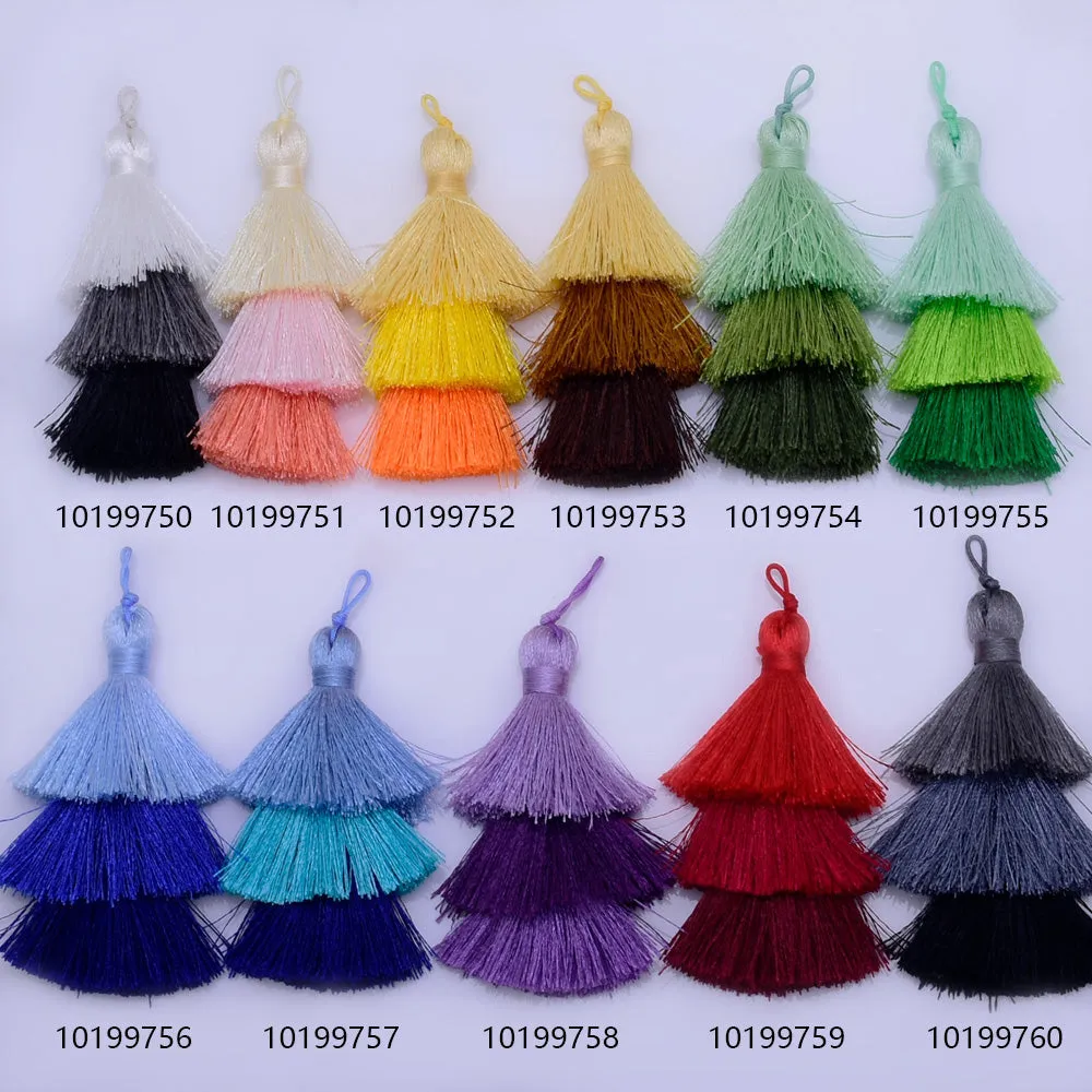 Tiered Tassels Light to Dark Tassels Bohemian Tassels OmbreTassels Triple Fringe Jewelry 2pc 10199756