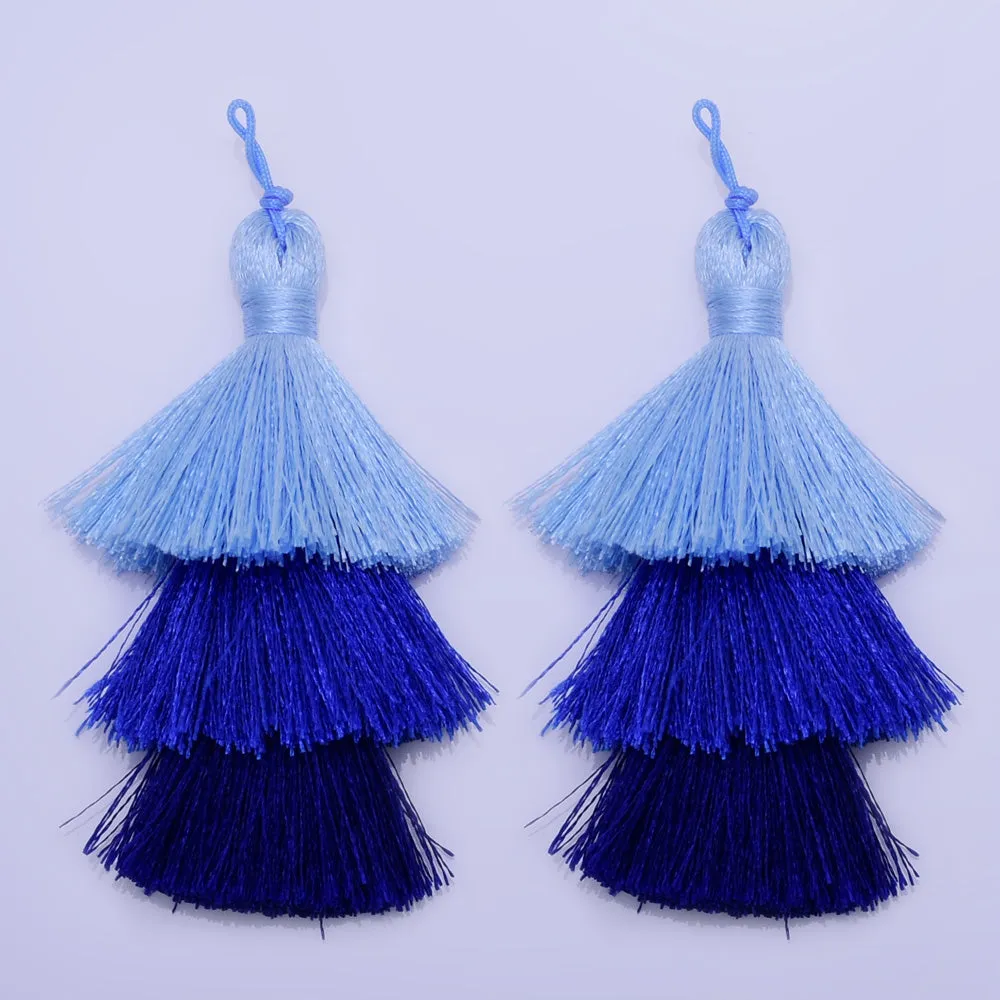 Tiered Tassels Light to Dark Tassels Bohemian Tassels OmbreTassels Triple Fringe Jewelry 2pc 10199756