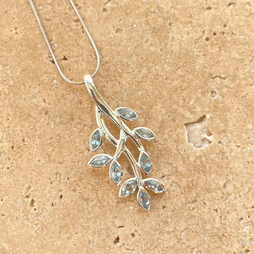 Topaz Marquise Leaf Design Pendant - Juniper