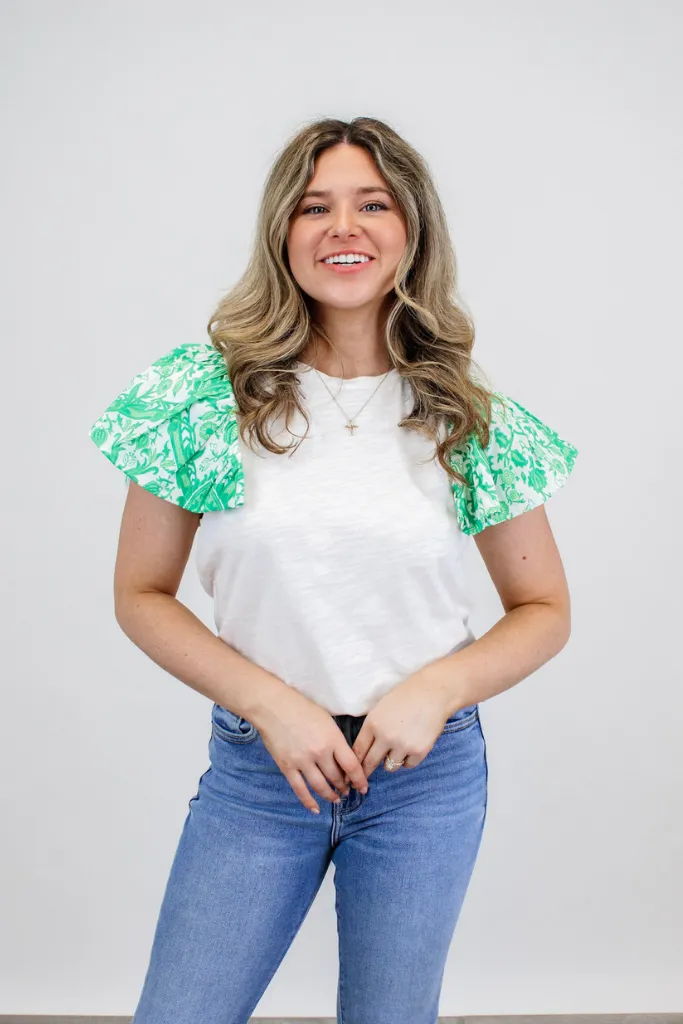 Touch Of Luck Flutter Sleeve Top