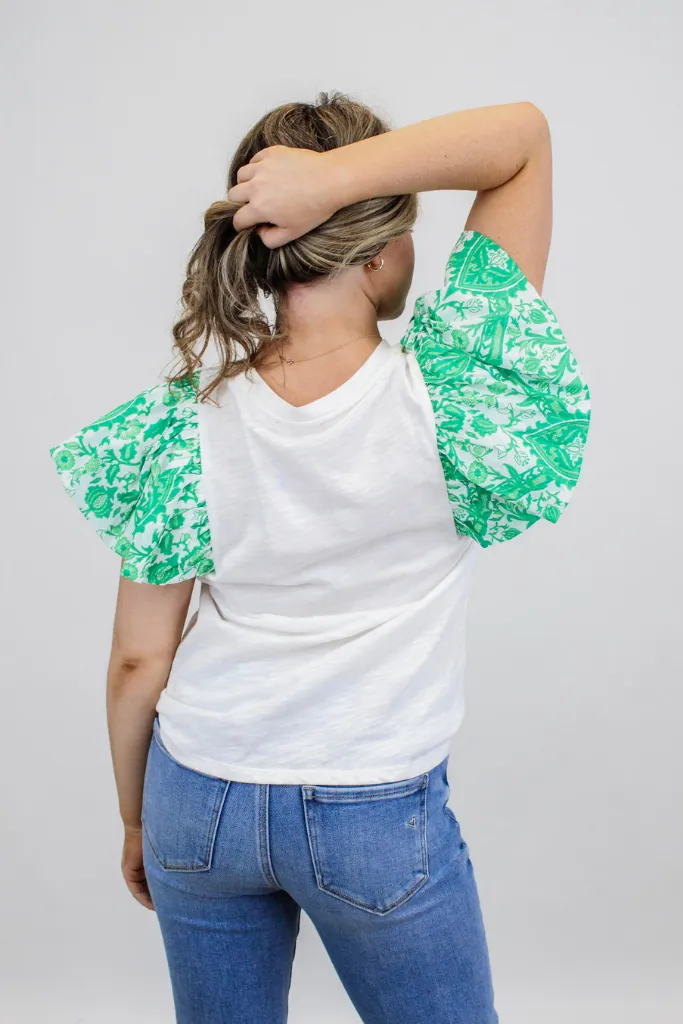 Touch Of Luck Flutter Sleeve Top