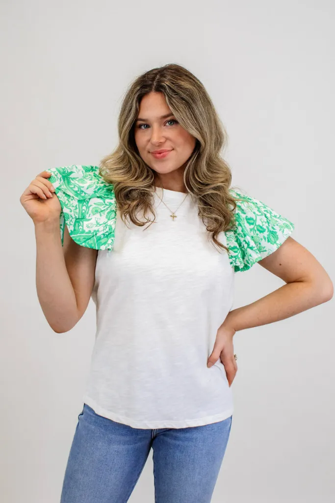 Touch Of Luck Flutter Sleeve Top