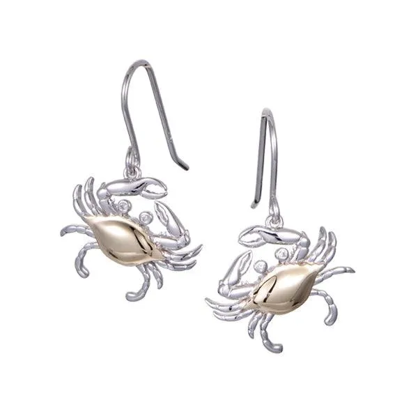 Two-Tone Chesapeake Blue Crab Earrings